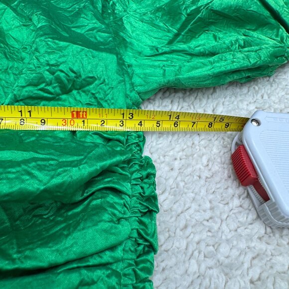 Ganni Ruched Crinkled Satin Midi Dress Women's Bright Green, Size 36 (US 4) NWOT - Picture 9 of 9